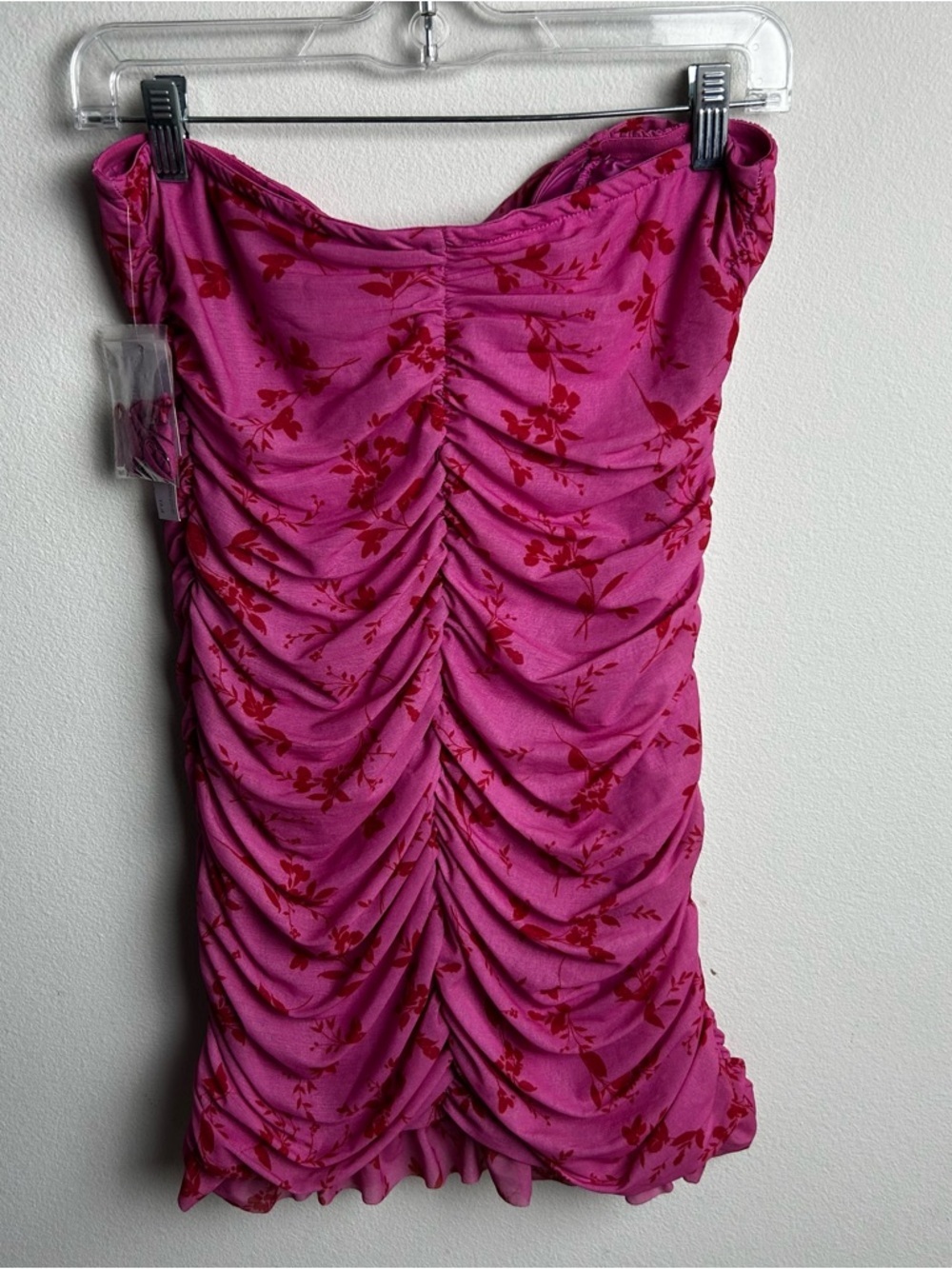 NWT Wild Fable sleeveless tube ruched ruffle mini bodycon floral dress size: M - Picture 10 of 13
